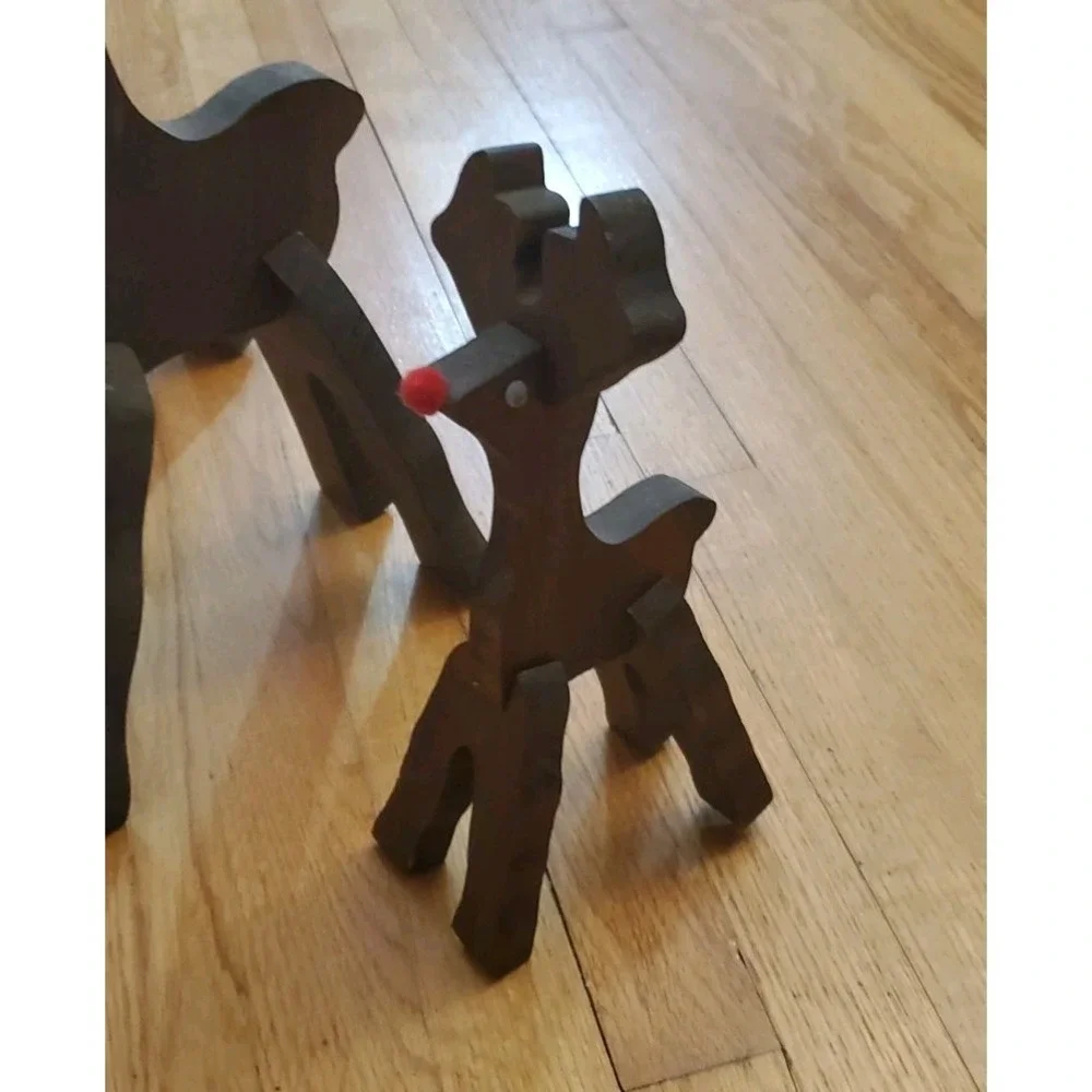 Reindeer‎ Wooden Christmas Decoration Slot Together Approx Lot Of 3 SEE PHOTOS